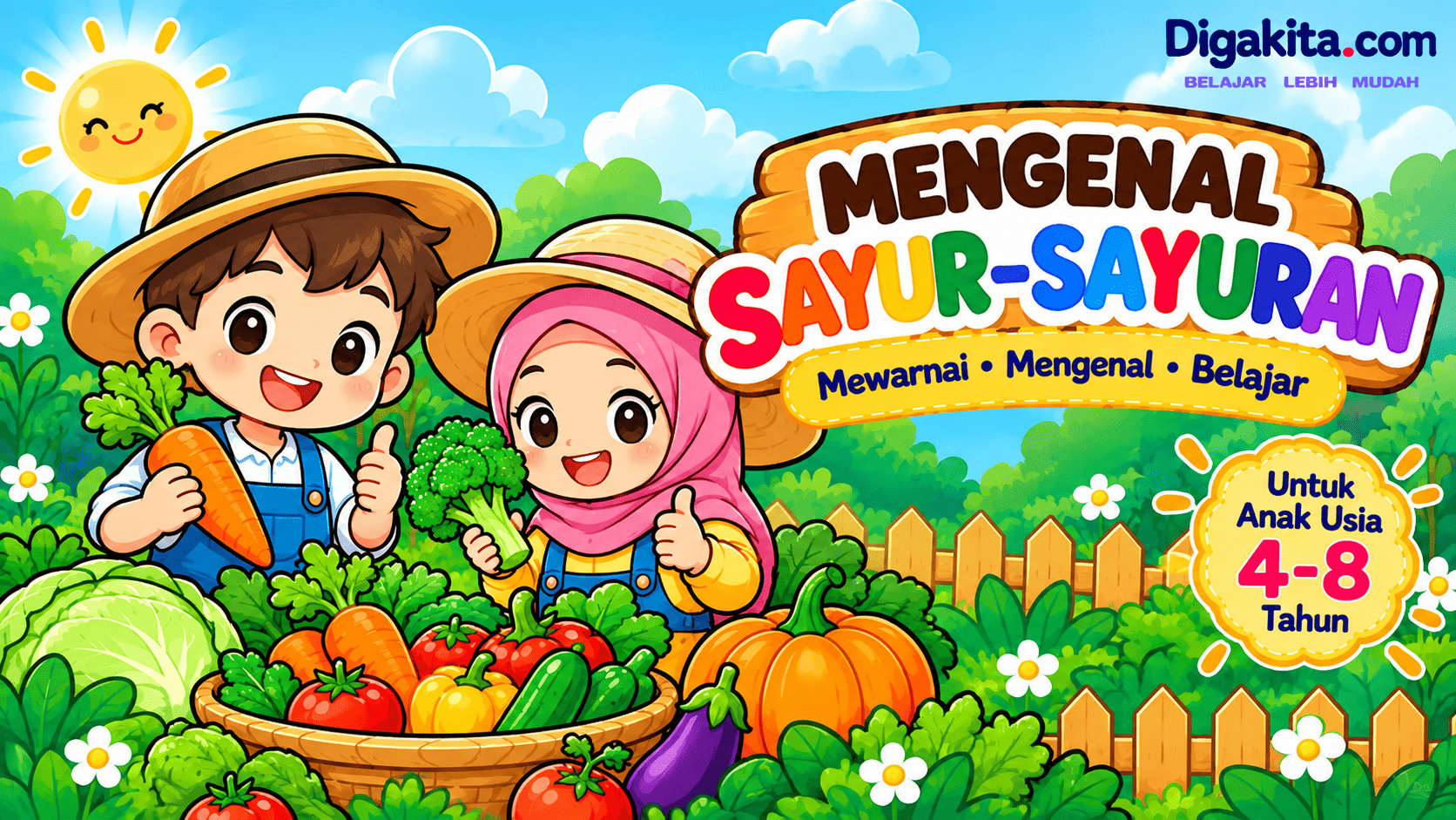 Buku Aktivitas Anak 4–8 Tahun – Mengenal Sayuran & Kosakata Bahasa Inggris